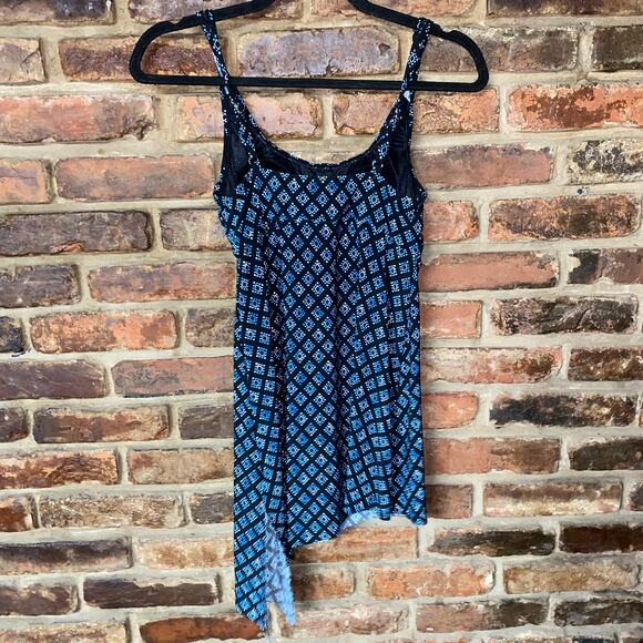 Coastal Blue Black Blue Printed Swim Bathing Suit Tankini Dress Size Small - Picture 4 of 6